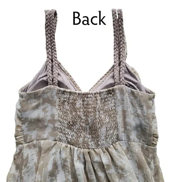 Soft Surroundings Summer Breeze Tan & Grey Abstract Sleeveless Lined Maxi Dress - Picture 6 of 16